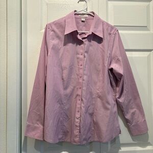 Coldwater Creek No Iron Purple Long Sleeve Button Up Top - Size Large